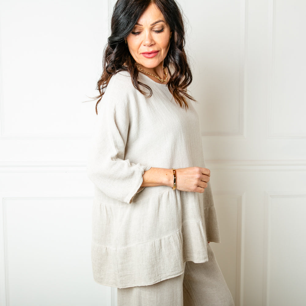 Linen Blend Tiered Top