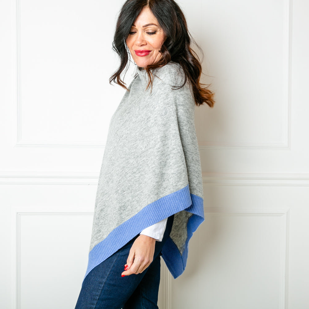 Hepburn Cashmere Ribbed Edge Poncho